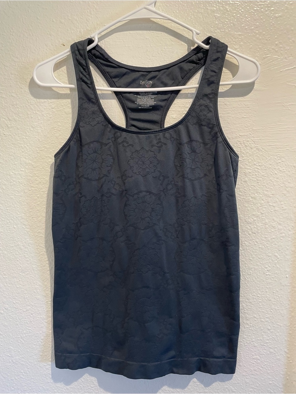 🖤 Danskin Now Black Floral Jacquard Seamless Racerback Tank Large 12/14